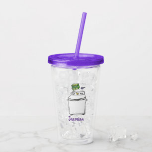 Cute wasmachine cartoon illustratie acryl drinkbeker