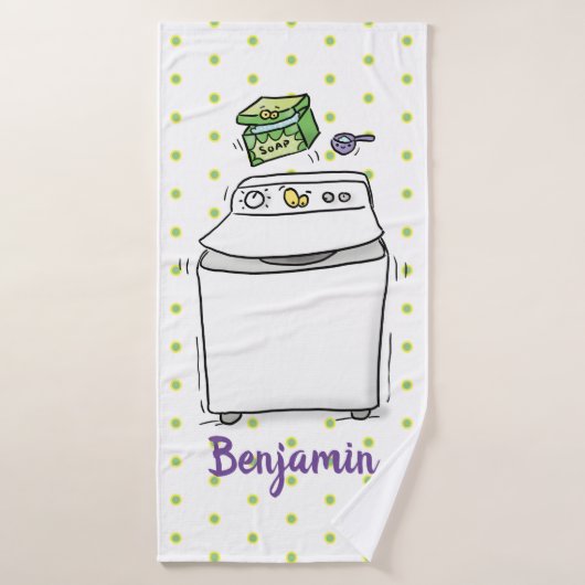 Cute wasmachine cartoon illustratie bad handdoek (Badhanddoek)