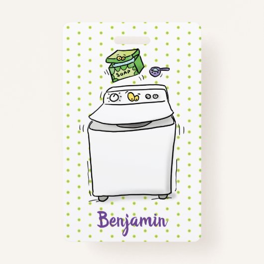 Cute wasmachine cartoon illustratie badge (Voorkant)