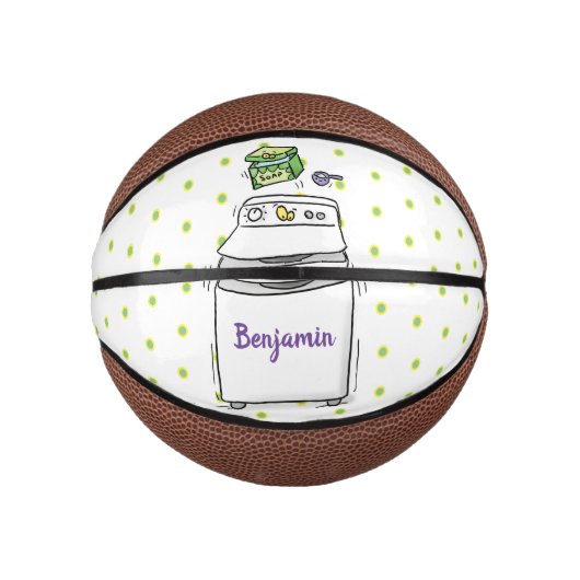Cute wasmachine cartoon illustratie basketbal (Voorkant)