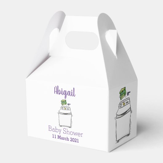 Cute wasmachine cartoon illustratie bedankdoosjes (Voorkant Zijde)