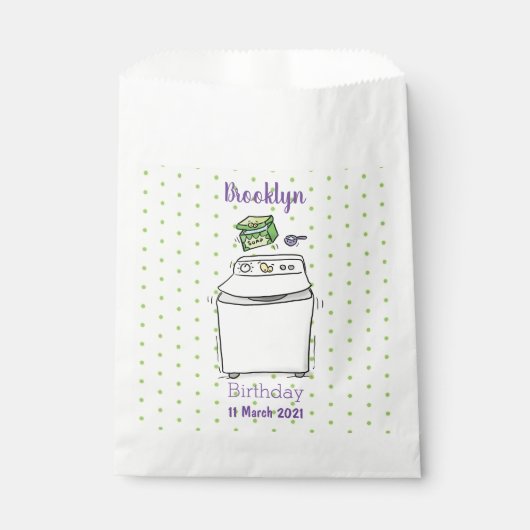 Cute wasmachine cartoon illustratie bedankzakje (Voorkant)