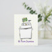 Cute wasmachine cartoon illustratie briefkaart (Staand voorkant)