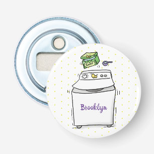 Cute wasmachine cartoon illustratie button flesopener