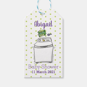 Cute wasmachine cartoon illustratie cadeaulabel