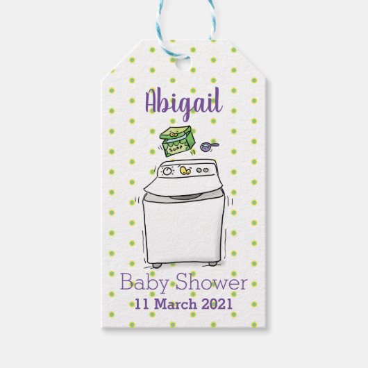 Cute wasmachine cartoon illustratie cadeaulabel (Voorkant)