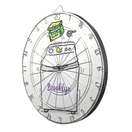 Cute wasmachine cartoon illustratie dartbord (Voorkant Rechts)