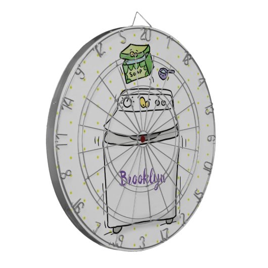Cute wasmachine cartoon illustratie dartbord (Voorkant Links)