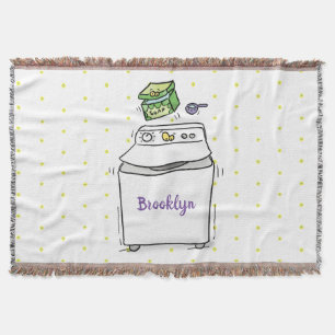Cute wasmachine cartoon illustratie deken