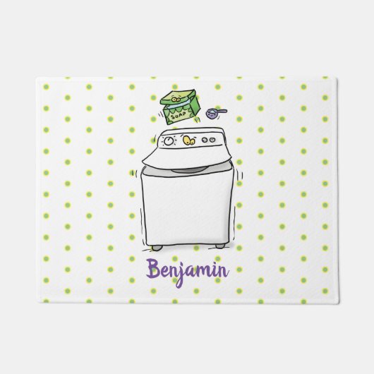 Cute wasmachine cartoon illustratie deurmat (Voorkant)