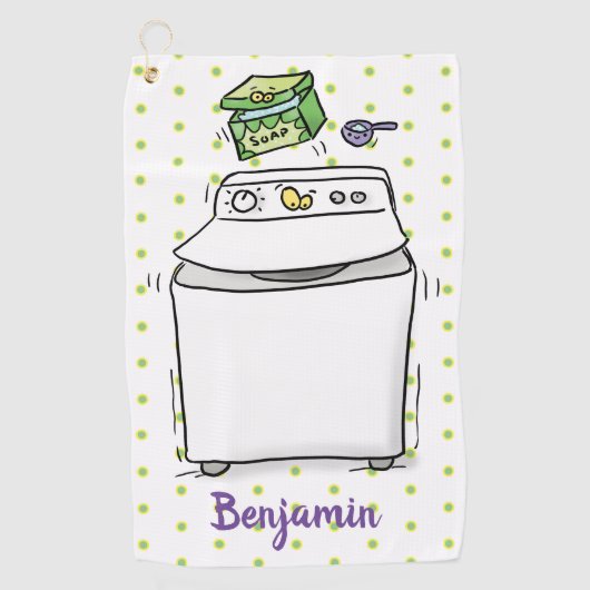 Cute wasmachine cartoon illustratie golfhanddoek (Voorkant)