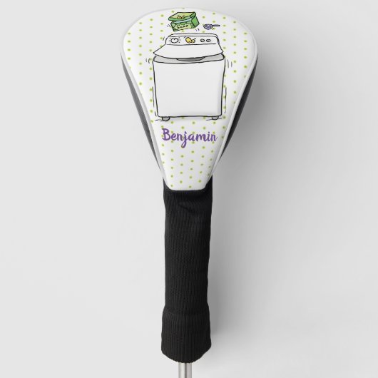 Cute wasmachine cartoon illustratie golfheadcover (Voorkant)