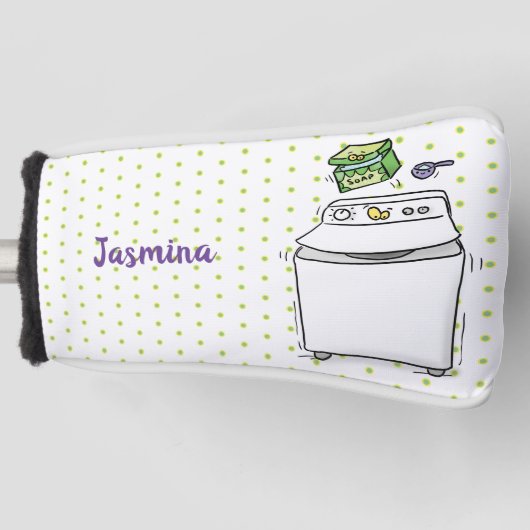 Cute wasmachine cartoon illustratie golfheadcover (Voorkant)