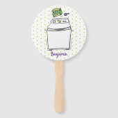 Cute wasmachine cartoon illustratie handwaaier (Achterkant)