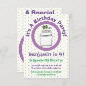 Cute wasmachine cartoon illustratie kaart (Voorkant / Achterkant)