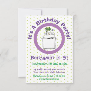 Cute wasmachine cartoon illustratie kaart