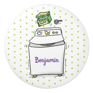 Cute wasmachine cartoon illustratie keramische knop