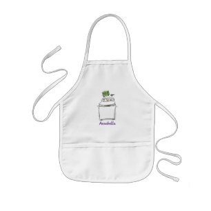 Cute wasmachine cartoon illustratie kinder schort