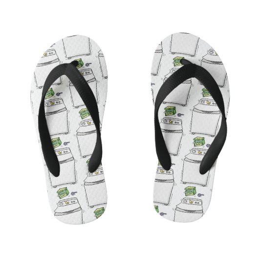 Cute wasmachine cartoon illustratie kinder teenslippers (Voetbed)