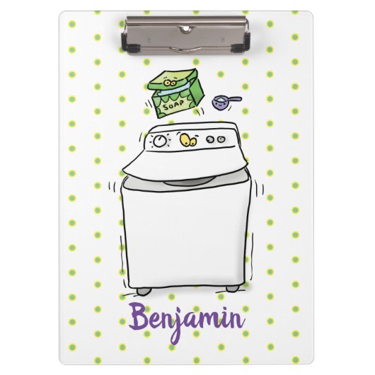 Cute wasmachine cartoon illustratie klembord (Voorkant)