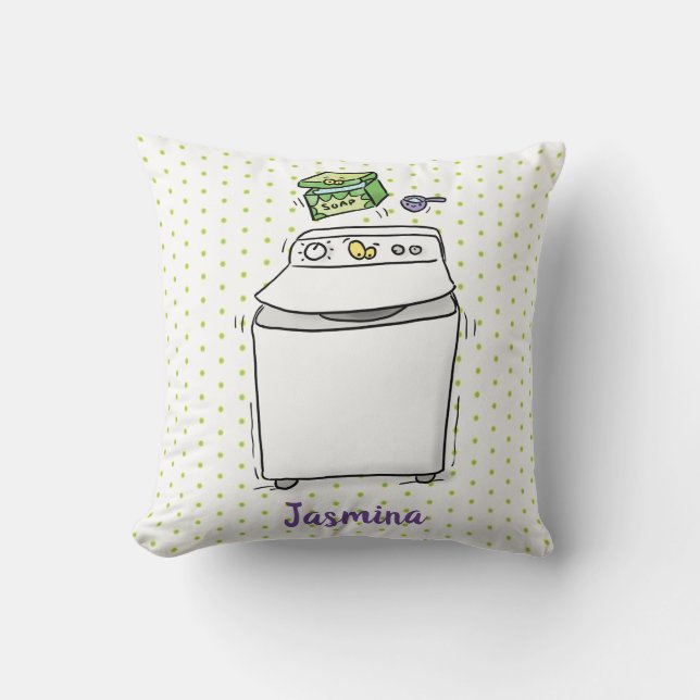 Cute wasmachine cartoon illustratie kussen (Voorkant)