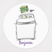 Cute wasmachine cartoon illustratie labels (Design 1)