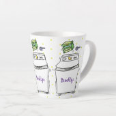 Cute wasmachine cartoon illustratie latte mok (Rechterhoek)