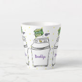 Cute wasmachine cartoon illustratie latte mok (Voorkant)