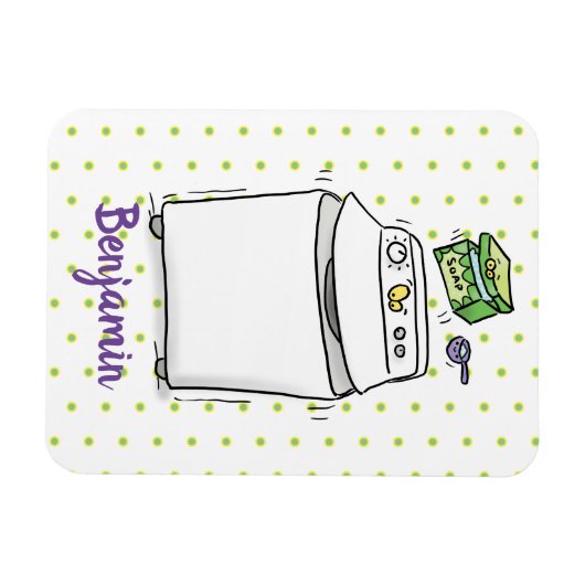Cute wasmachine cartoon illustratie magneet (Horizontaal)