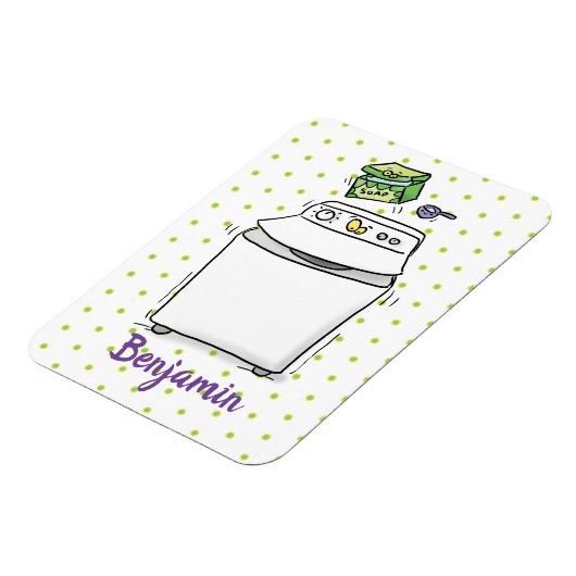 Cute wasmachine cartoon illustratie magneet (Linkerzijde)