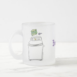 Cute wasmachine cartoon illustratie matglas koffiemok