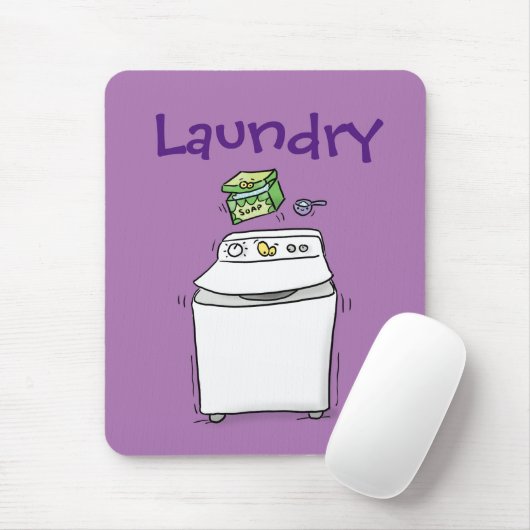 Cute wasmachine cartoon illustratie muismat (Met muis)