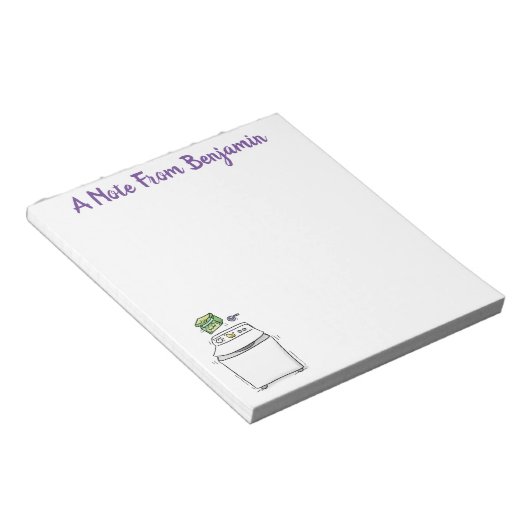 Cute wasmachine cartoon illustratie notitieblok (Schuin)