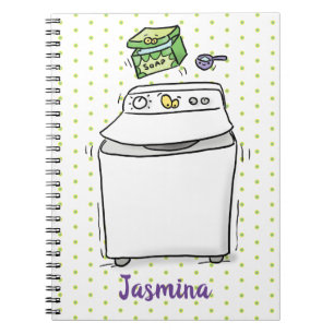 Cute wasmachine cartoon illustratie notitieboek