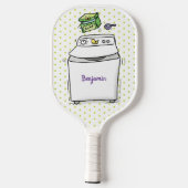Cute wasmachine cartoon illustratie pickleball paddle (Achterkant)