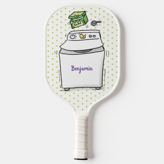 Cute wasmachine cartoon illustratie pickleball paddle (Achterkant)