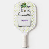 Cute wasmachine cartoon illustratie pickleball paddle (Voorkant)