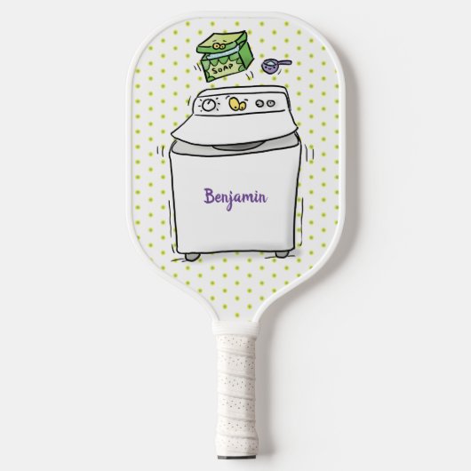 Cute wasmachine cartoon illustratie pickleball paddle (Voorkant)