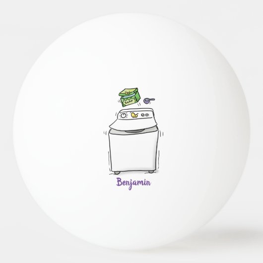 Cute wasmachine cartoon illustratie pingpongbal (Voorkant)