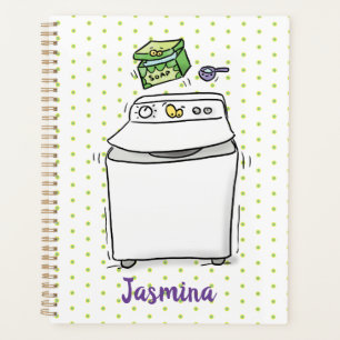 Cute wasmachine cartoon illustratie planner