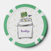 Cute wasmachine cartoon illustratie poker chips (Achterkant)