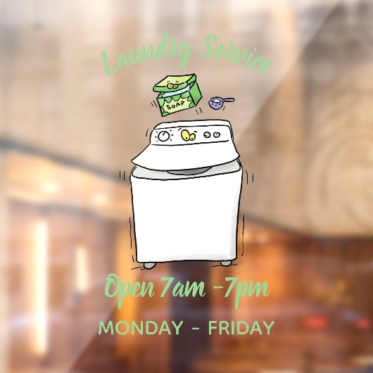 Cute wasmachine cartoon illustratie raamsticker (Vel 2)