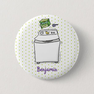Cute wasmachine cartoon illustratie ronde button 5,7 cm