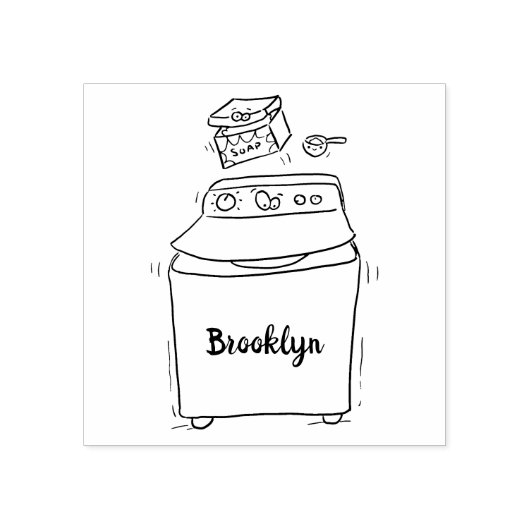 Cute wasmachine cartoon illustratie rubberstempel (Afrduk)