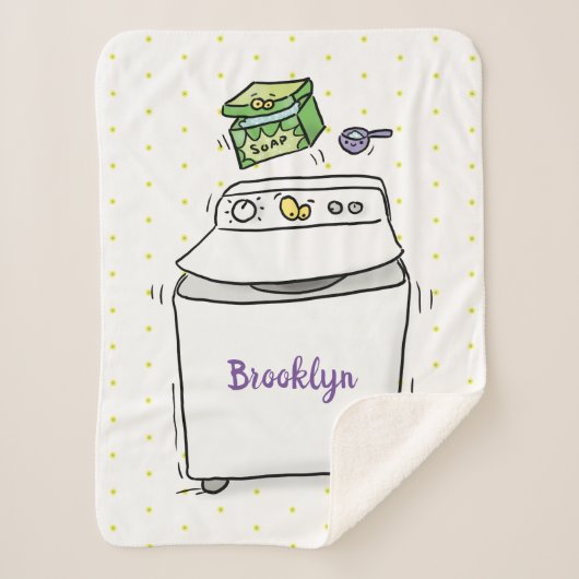 Cute wasmachine cartoon illustratie sherpa deken (Voorkant)