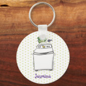 Cute wasmachine cartoon illustratie sleutelhanger (Voorkant)