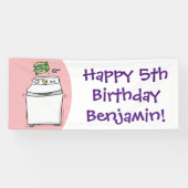 Cute wasmachine cartoon illustratie spandoek (Horizontaal)