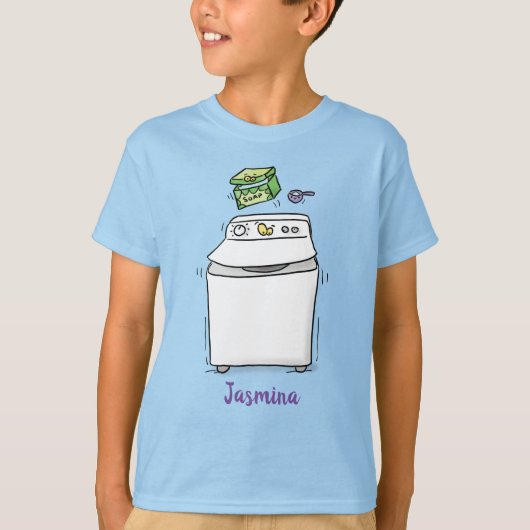Cute wasmachine cartoon illustratie t-shirt (Voorkant)