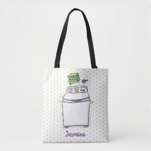 Cute wasmachine cartoon illustratie tote bag
