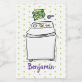 Cute wasmachine cartoon illustratie voedselcontainer etiket (Enkel label)